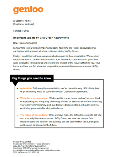 Screenshot of consultation outcome letter