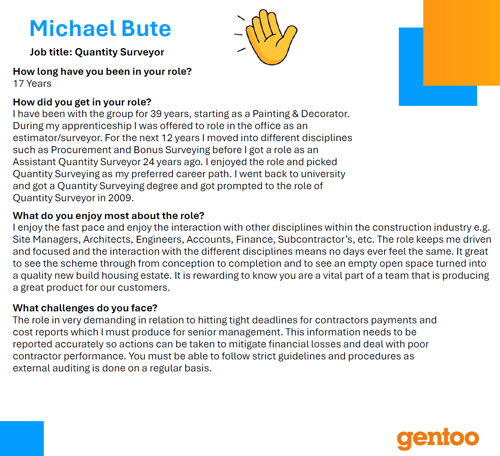 Read about Michael, a quantity surveyor
